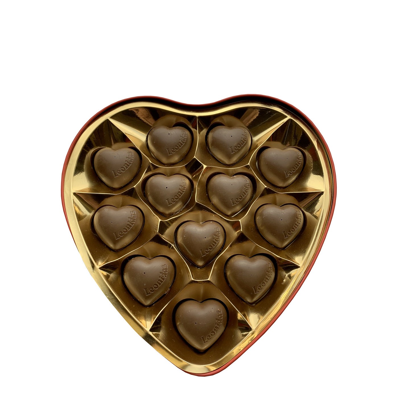 Heart filled with 12 Leonidas chocolates (metal box) - Valentine's Day
