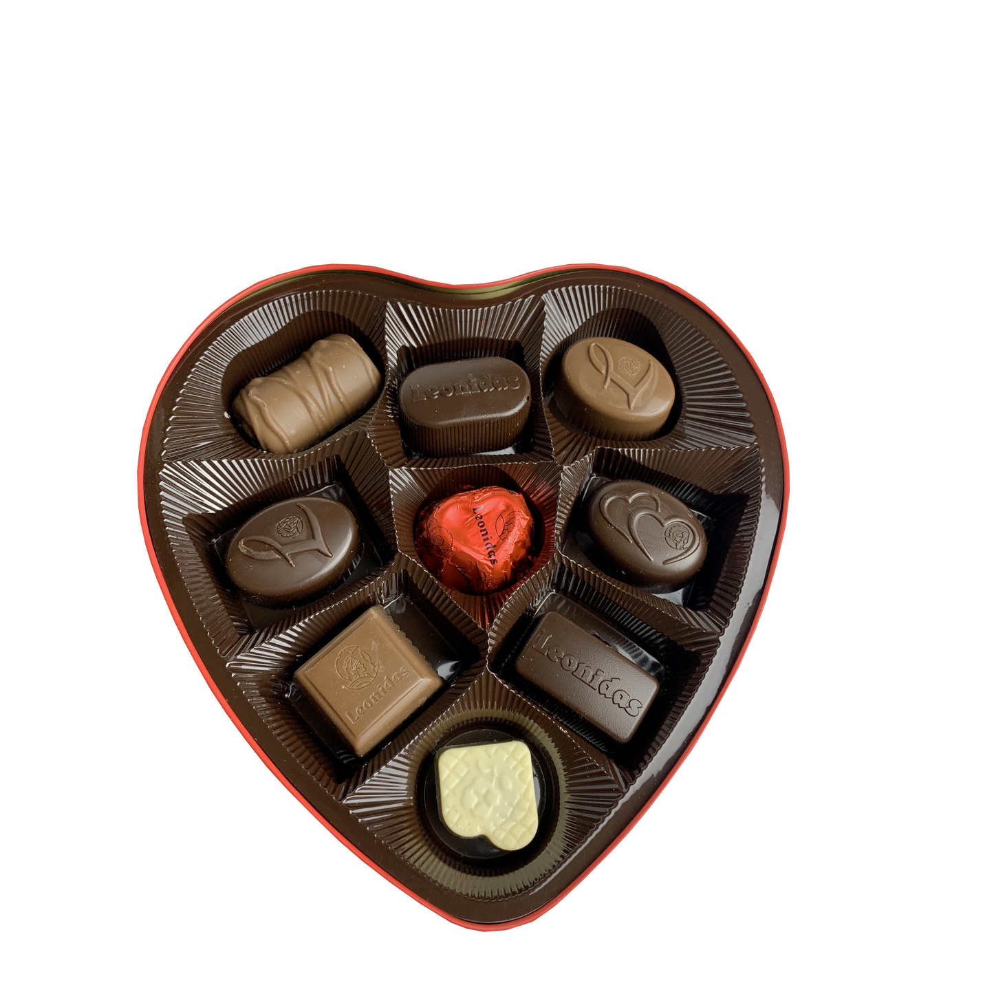 Heart filled with 9 Leonidas chocolates (metal box) - Valentine's Day