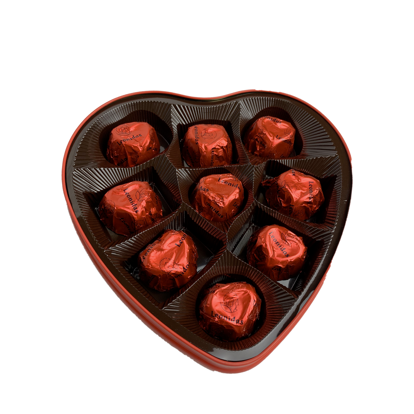 Heart filled with 9 Leonidas chocolates (metal box) - Valentine's Day