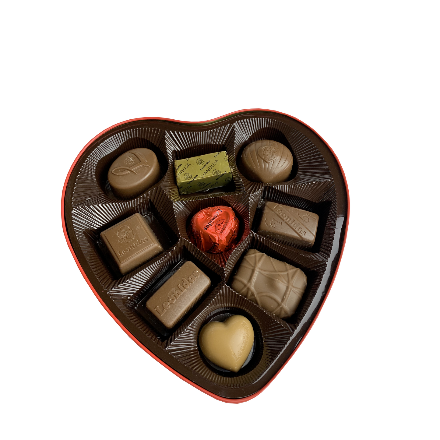 Coeur rempli de 9 chocolats Leonidas (boite en métal)- Saint-Valentin