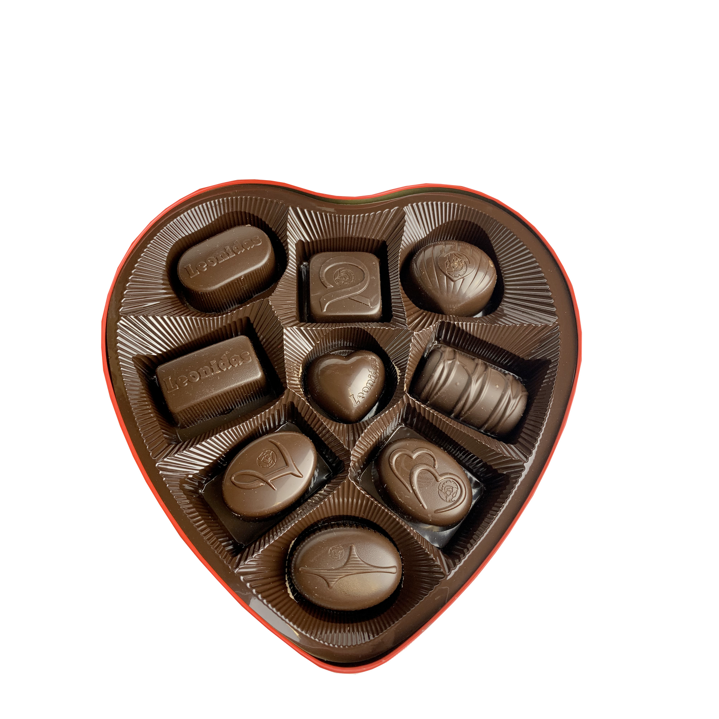 Coeur rempli de 9 chocolats Leonidas (boite en métal)- Saint-Valentin